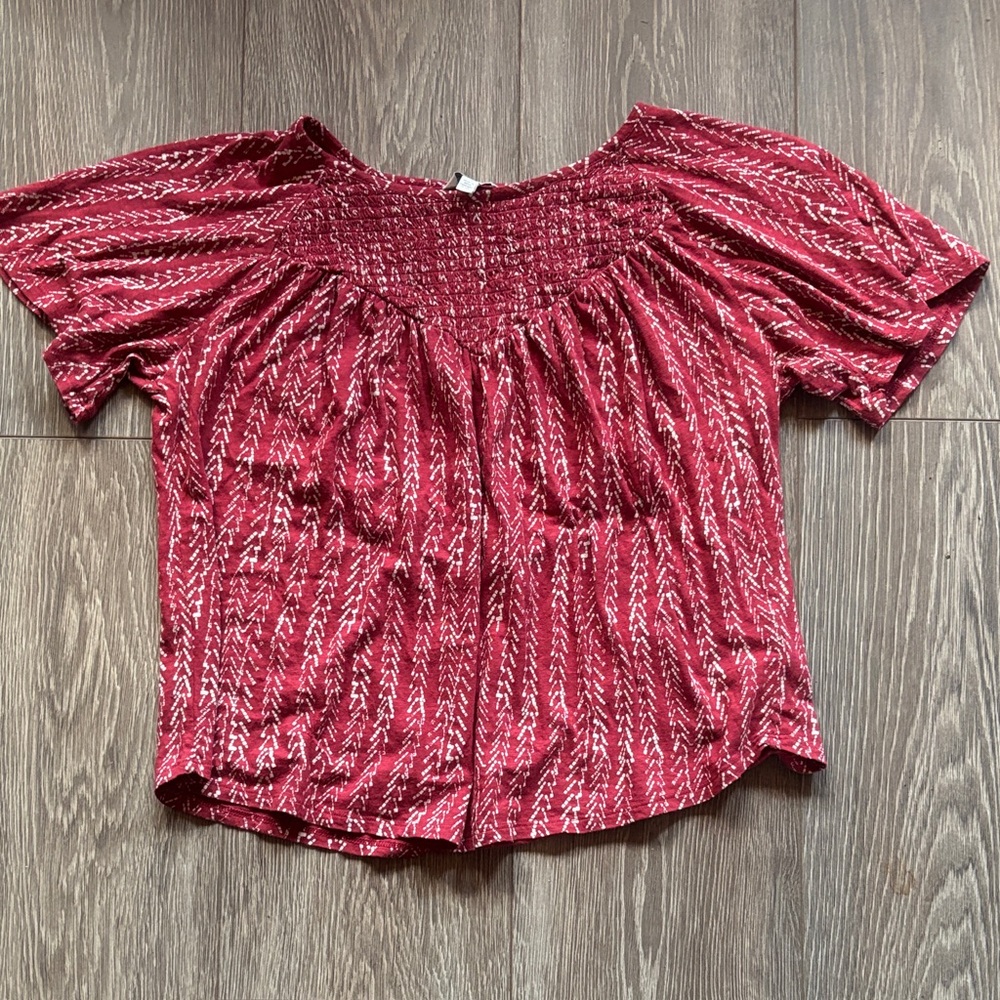 Lucky Brand Burgundy Patterned Blouse